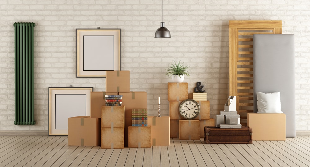 boxes packed up in house - moving concept